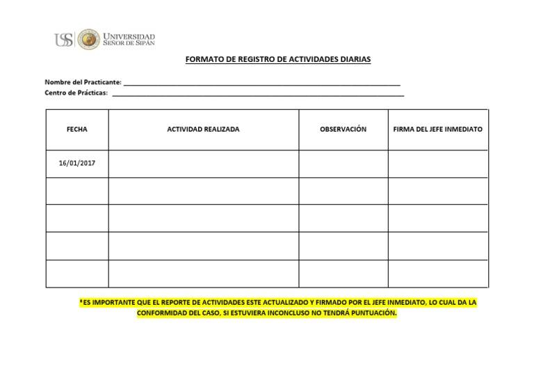 Formato de registro de actividades de bienestar.
