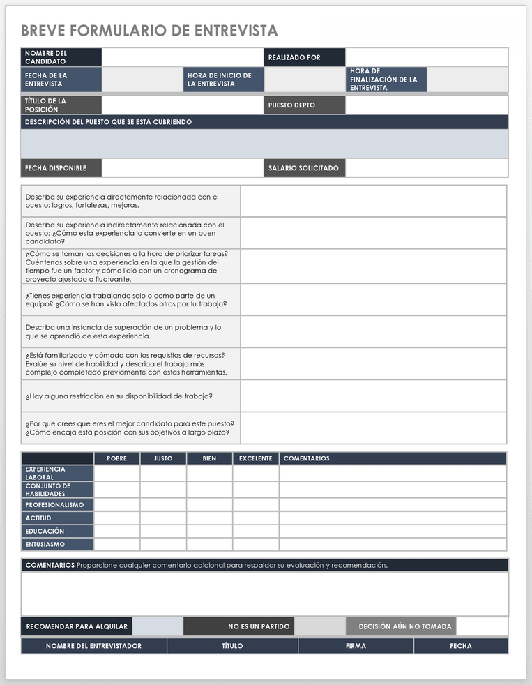 Guía de entrevista estructurada y por competencias.
